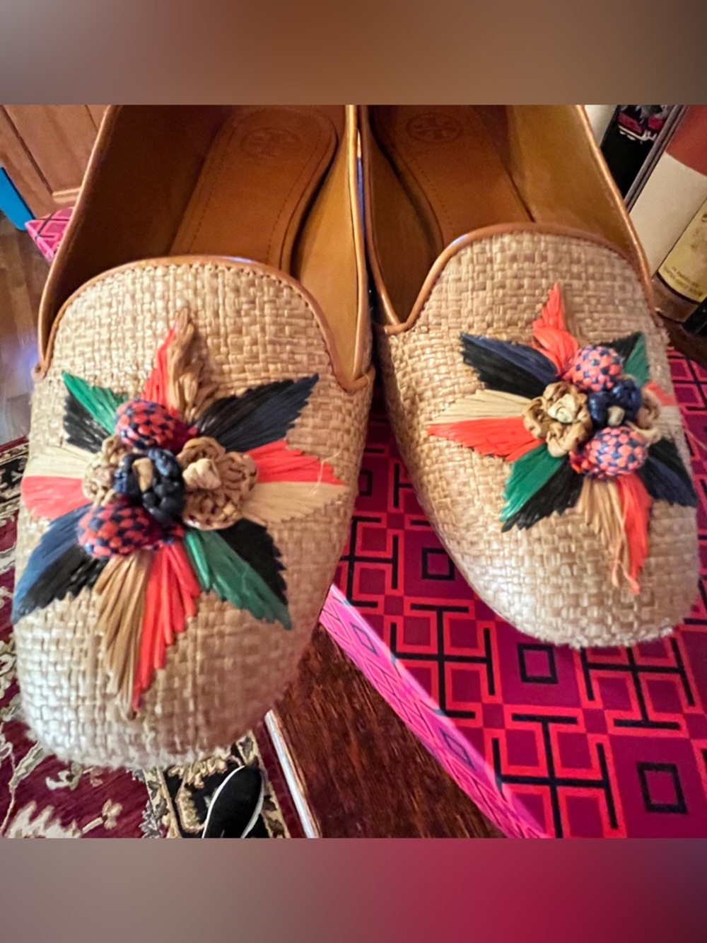 Tory Burch Raffia and Leather Geraldine Flats - Size 8.5 - Picture 8 of 9